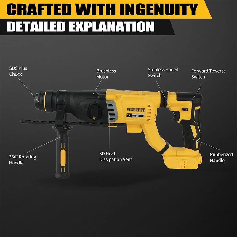 Vesmatity Brushless Cordless H - đánh giá và giá Brushless Cordless Electric Drill 18V