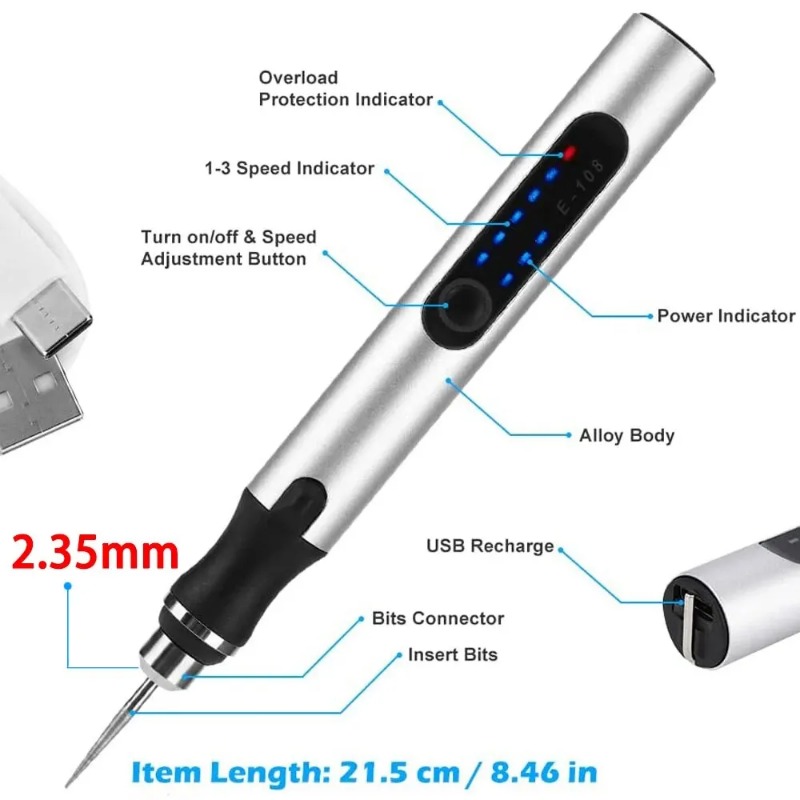 Electric Engraving Pen USB Cor - đánh giá và giá Cordless Rotary Tool Kit Accessories